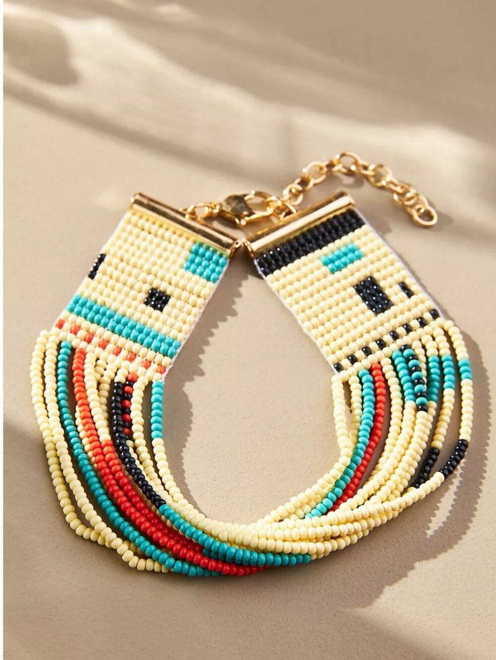 Anthropologie Summer Beaded Wrap Bracelet - ivory, turqoise, orange